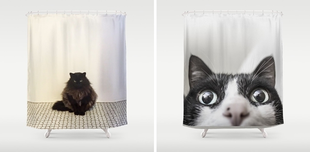 Kočičí koupelnové závěsy / Cat shower curtains