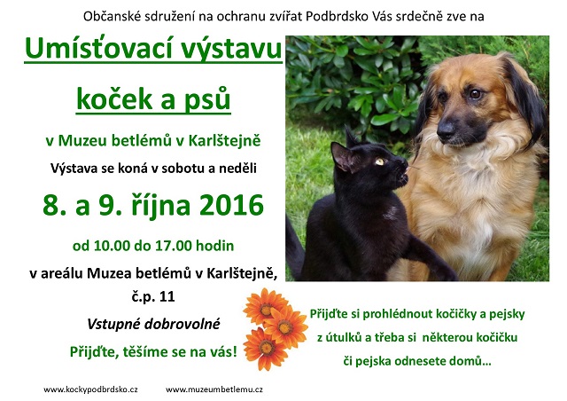Tradiční umisťovací výstava koček a psů na Karlštejně bude již 8. a 9. října 2016